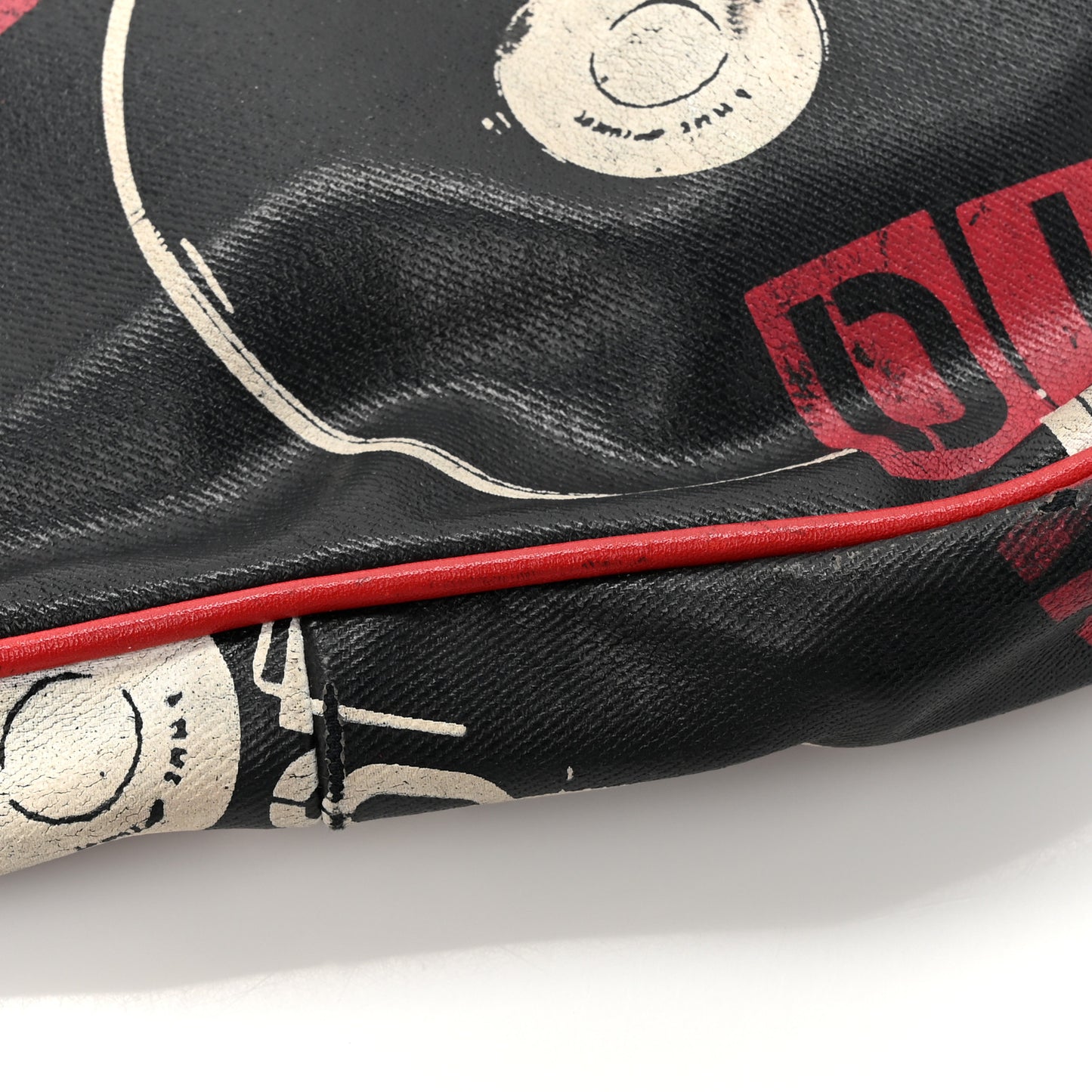 Coated Canvas Hardcore Mini Saddle Pochette Black Red