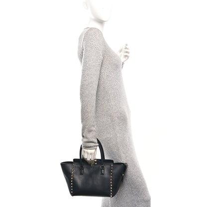 Valentino Garavani Vitello Small Rockstud Double Handle Tote Black 2 of 11