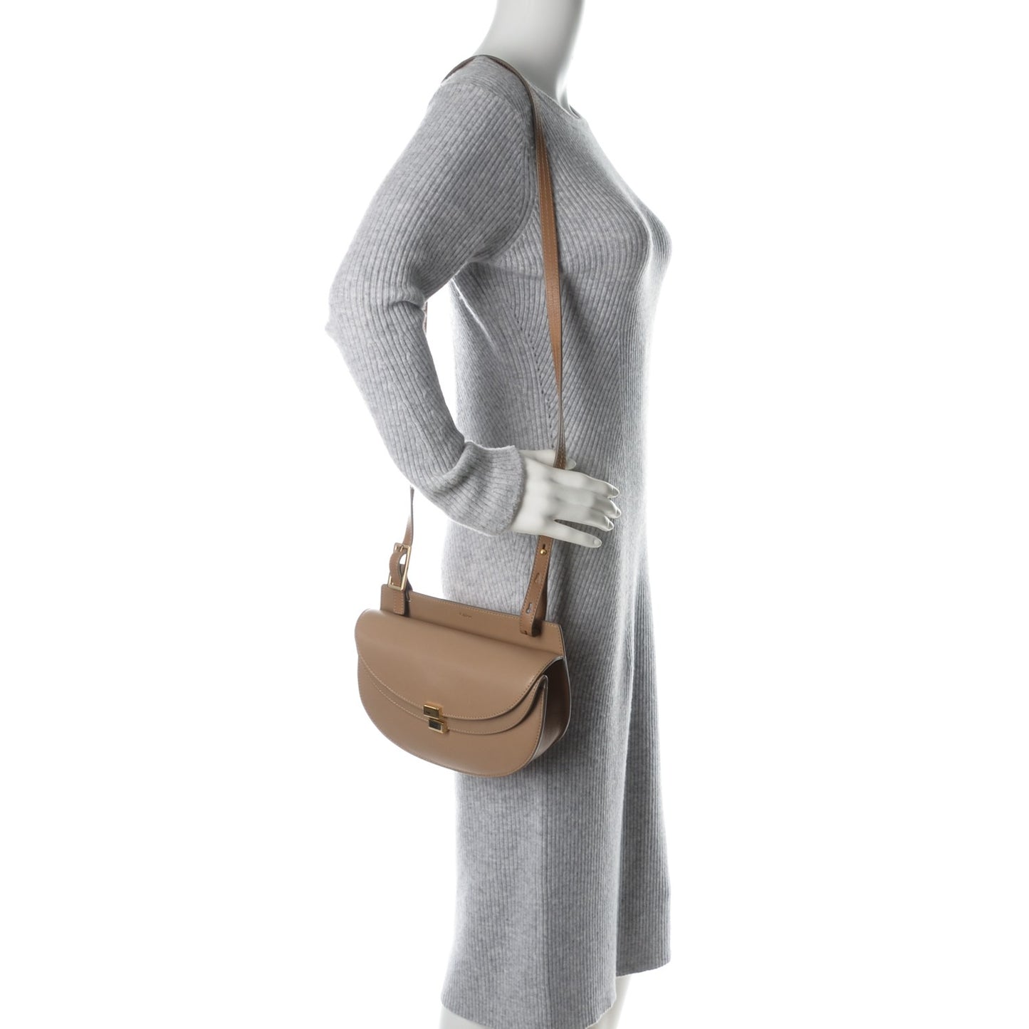 Calfskin Mini Georgia Crossbody Bag Chestnut Cream