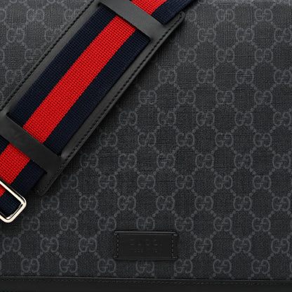 Gucci GG Supreme Monogram Web Flap Messenger Bag Black Grey 8 of 12
