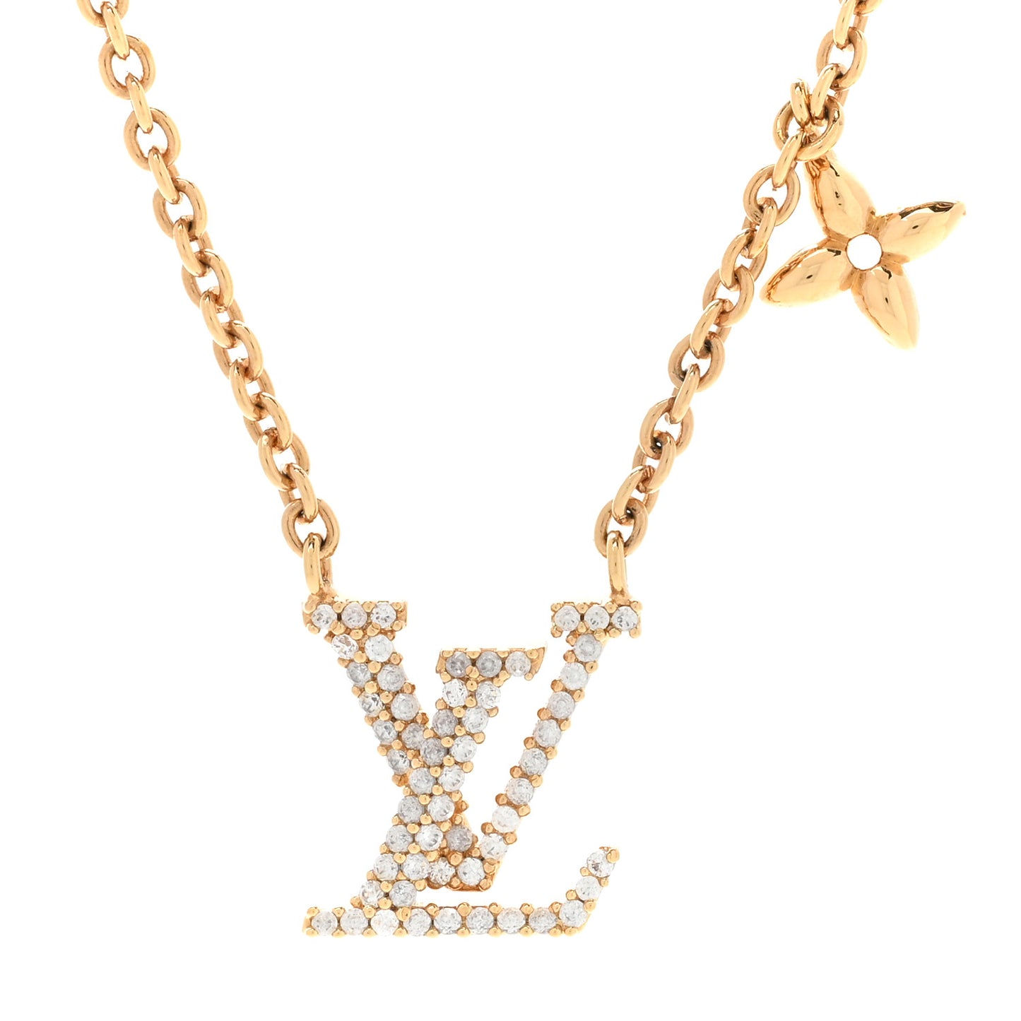 Metal Crystal LV Iconic Necklace Gold