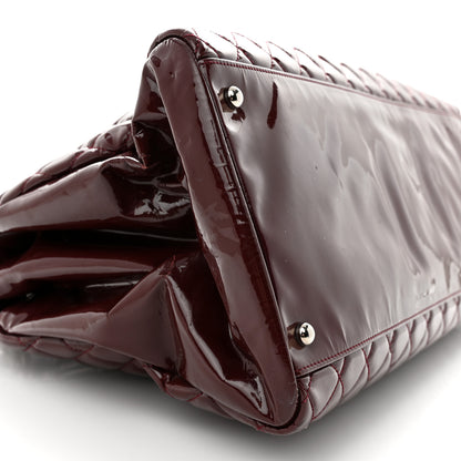 Chanel Patent Quilted Maxi Just Mademoiselle Bowling Bag Burgundy 11 of 24