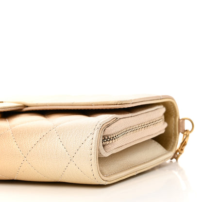 Chanel Metallic Goatskin Quilted Phone Holder Wallet on Removable Chain  Gold 12 of 15