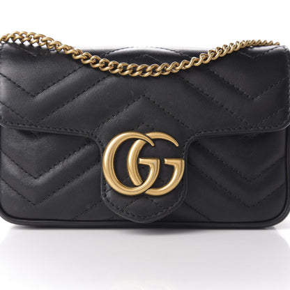 Gucci Calfskin Matelasse Super Mini GG Marmont Shoulder Bag Black 12 of 12
