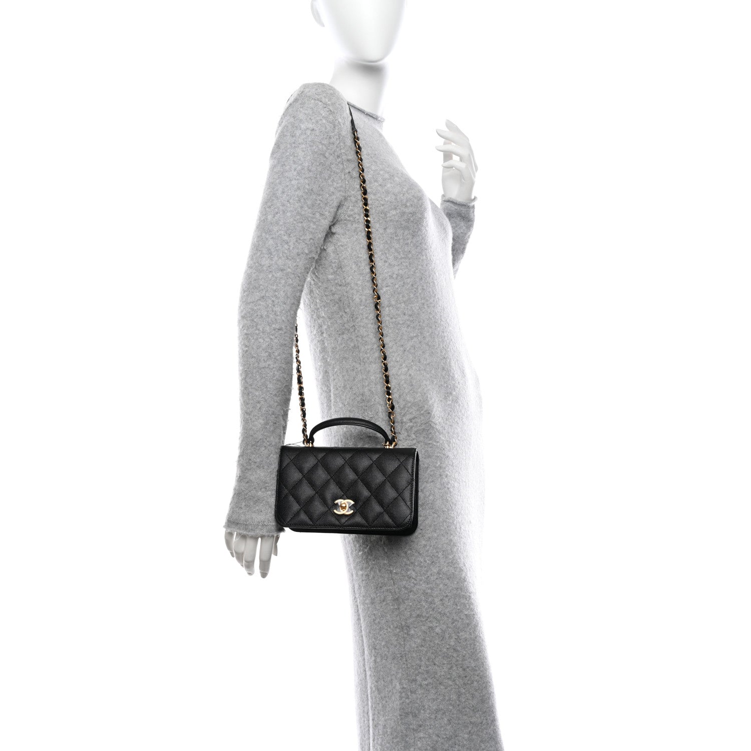 Chanel Caviar Quilted Mini Top Handle Flap Black 2 of 10
