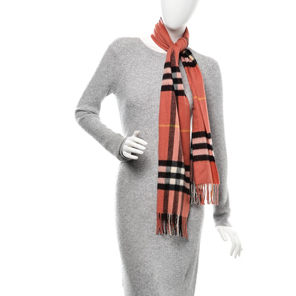 Burberry Cashmere Giant Check Scarf Pink 2 of 5