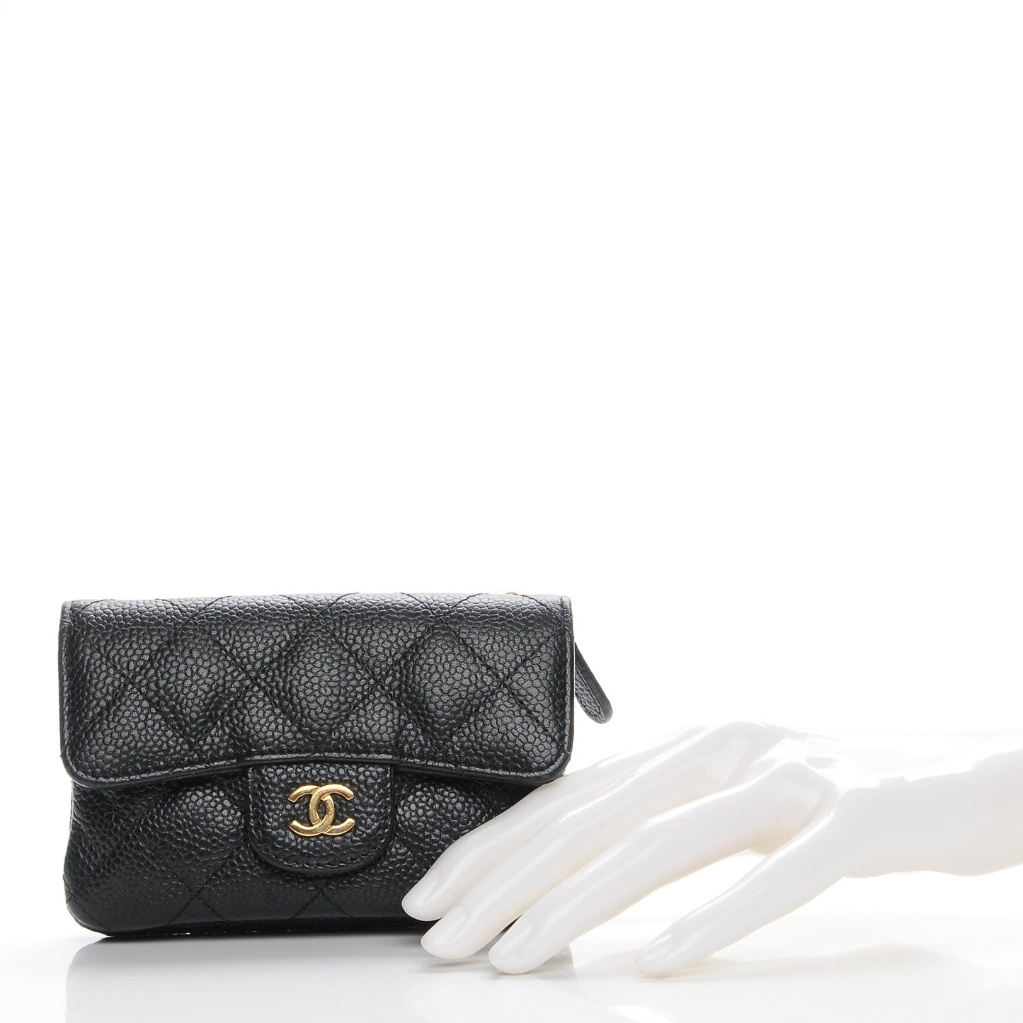 Caviar Quilted Coin Purse Black