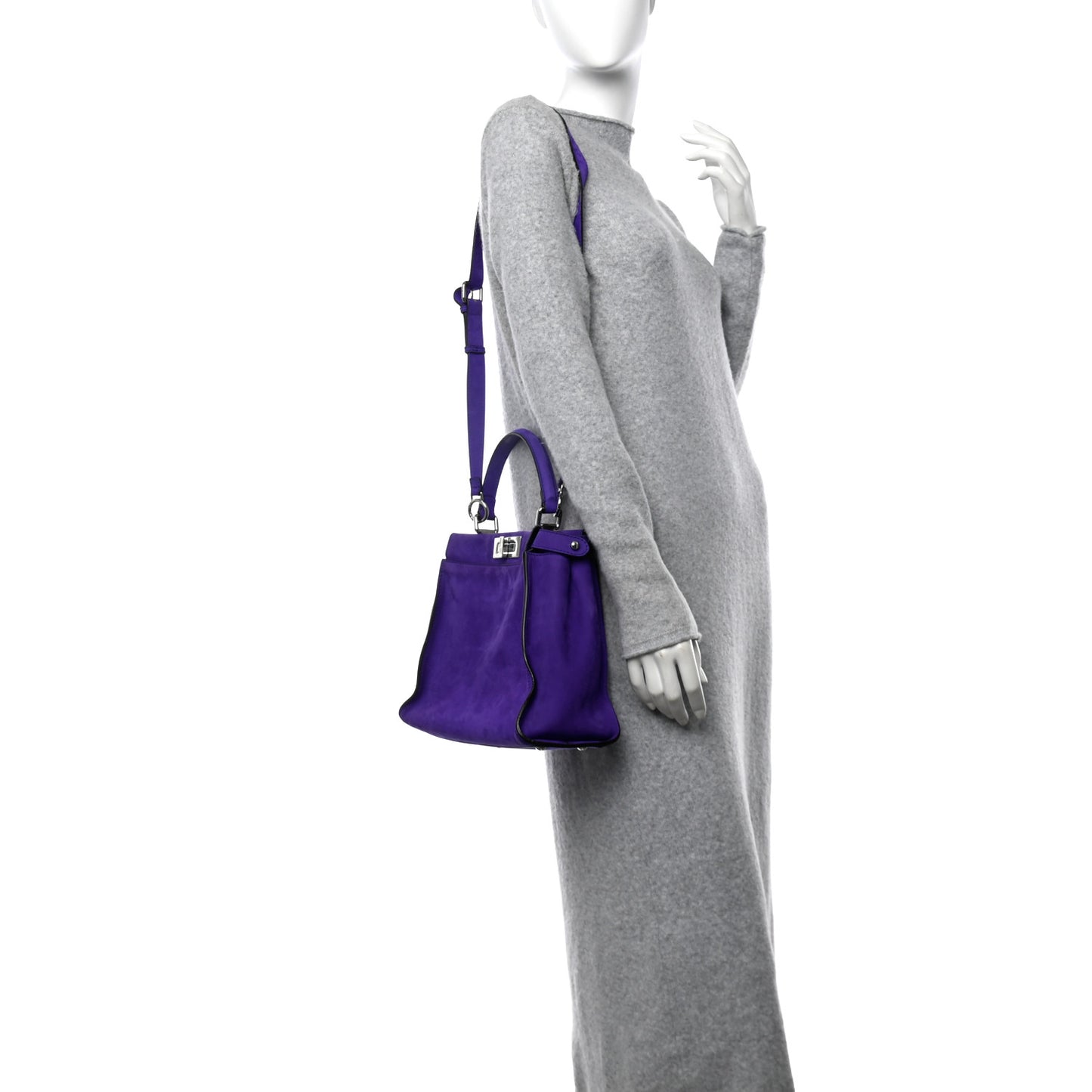 Suede Medium Peekaboo Iconic Satchel Purple