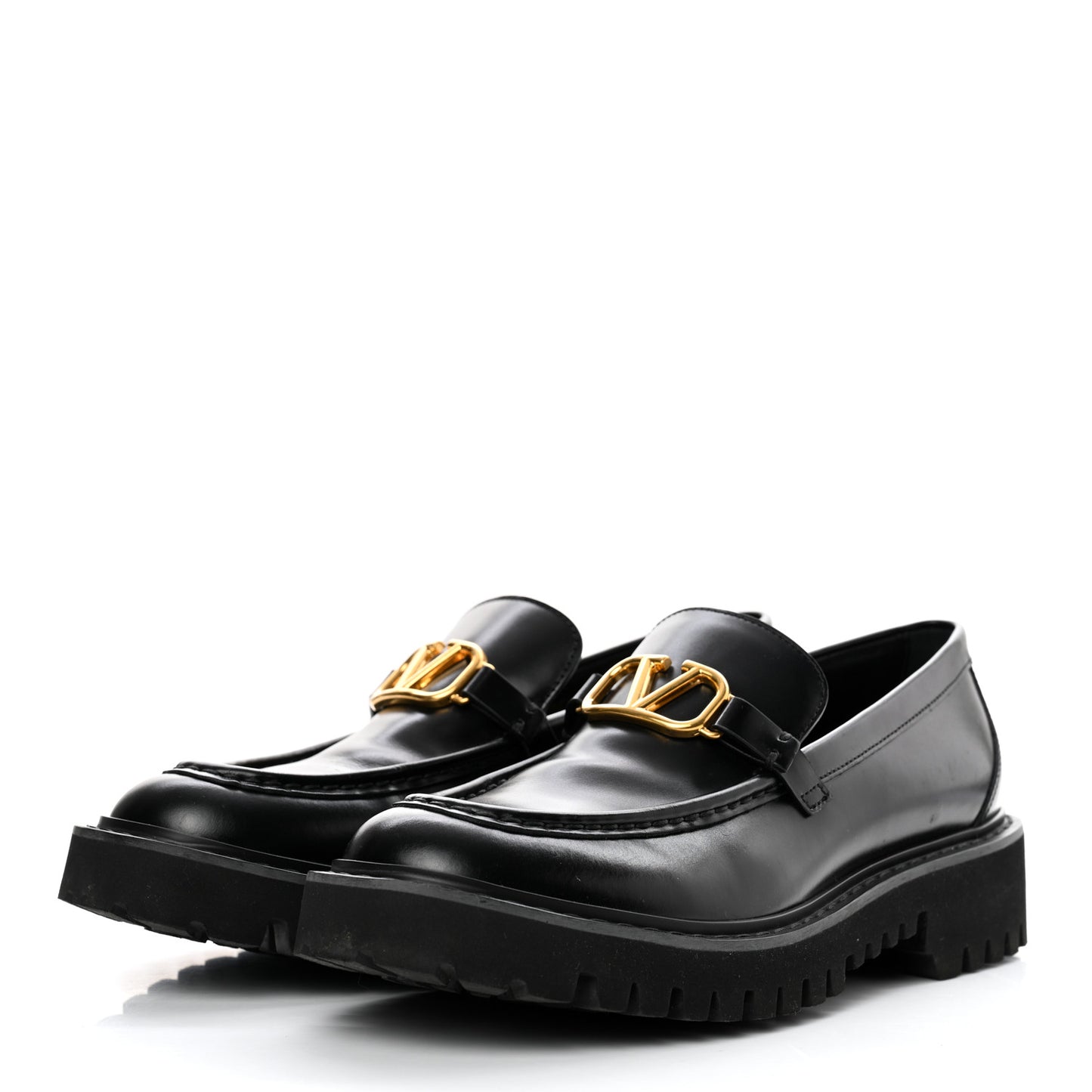 Calfskin VLogo Loafers 38.5 Black