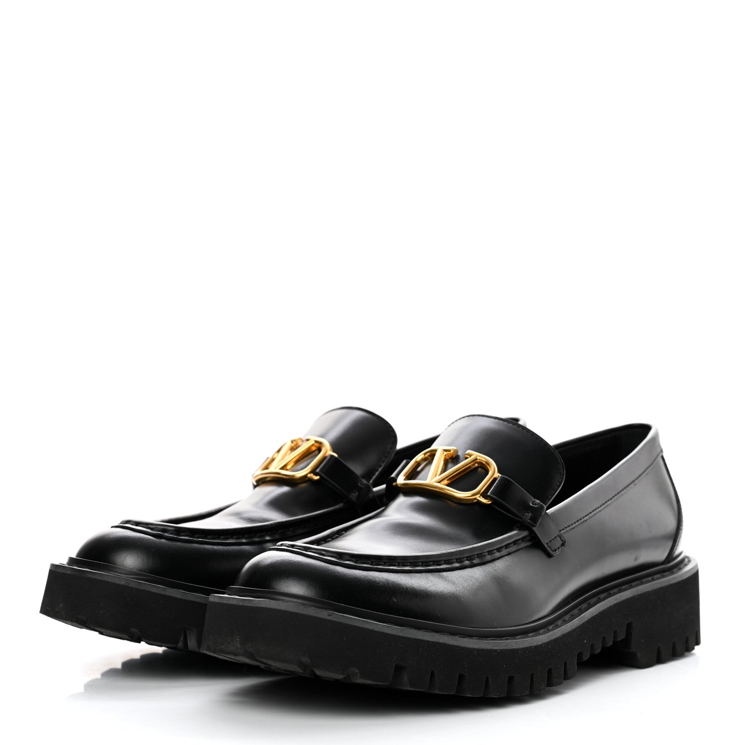Valentino Garavani Calfskin VLogo Loafers 38.5 Black 3 of 9