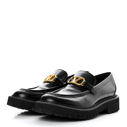 Valentino Garavani Calfskin VLogo Loafers 38.5 Black 3 of 9
