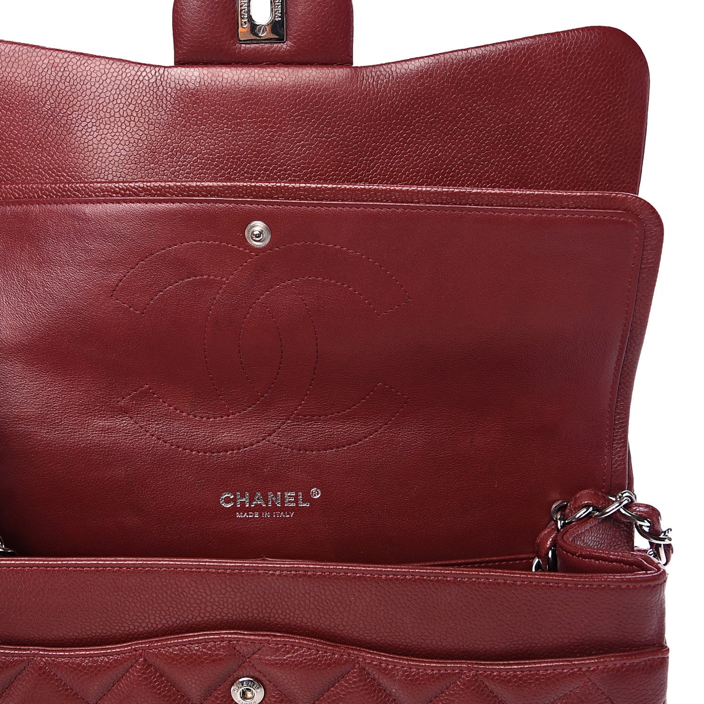 Caviar Quilted Jumbo Double Flap Dark Red