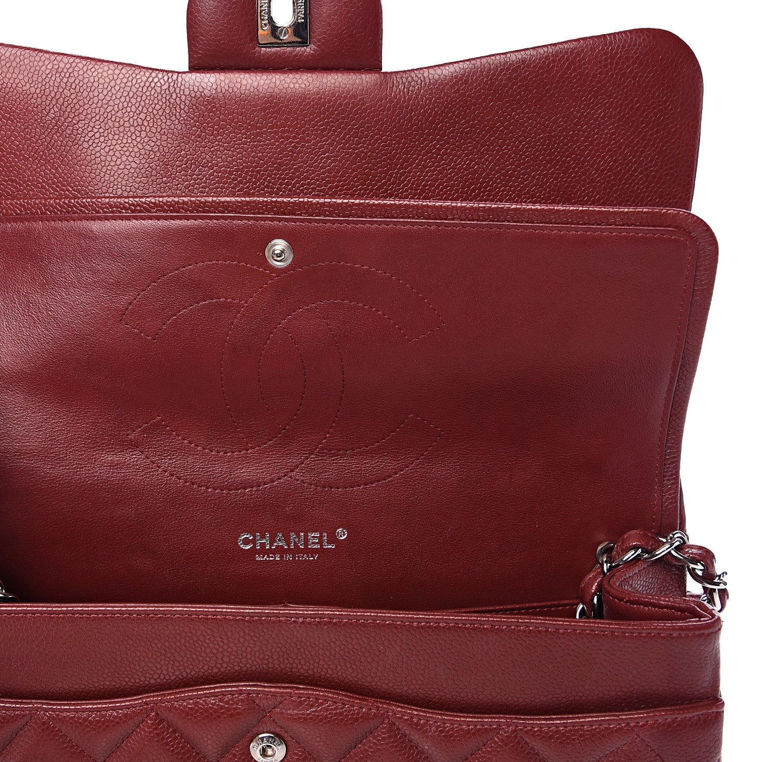 Chanel Caviar Quilted Jumbo Double Flap Dark Red 16 of 17