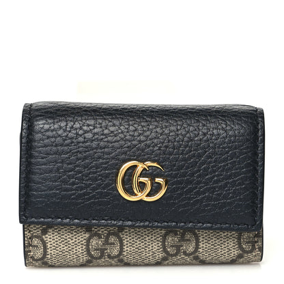 Gucci Dollar Calfskin GG Supreme Monogram GG Marmont 6 Key Holder Case Black Beige Ebony 1 of 7