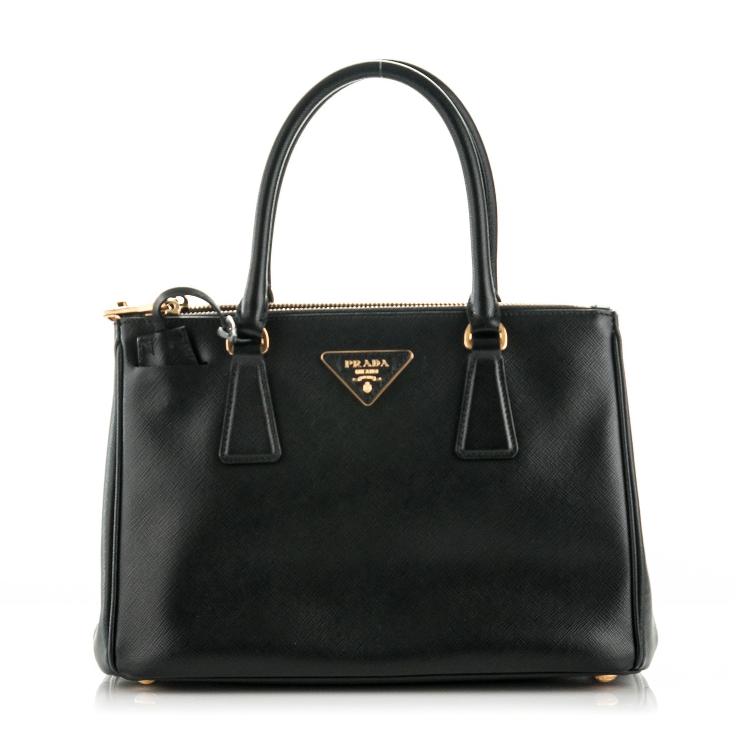 Saffiano Small Galleria Double Zip Tote Black