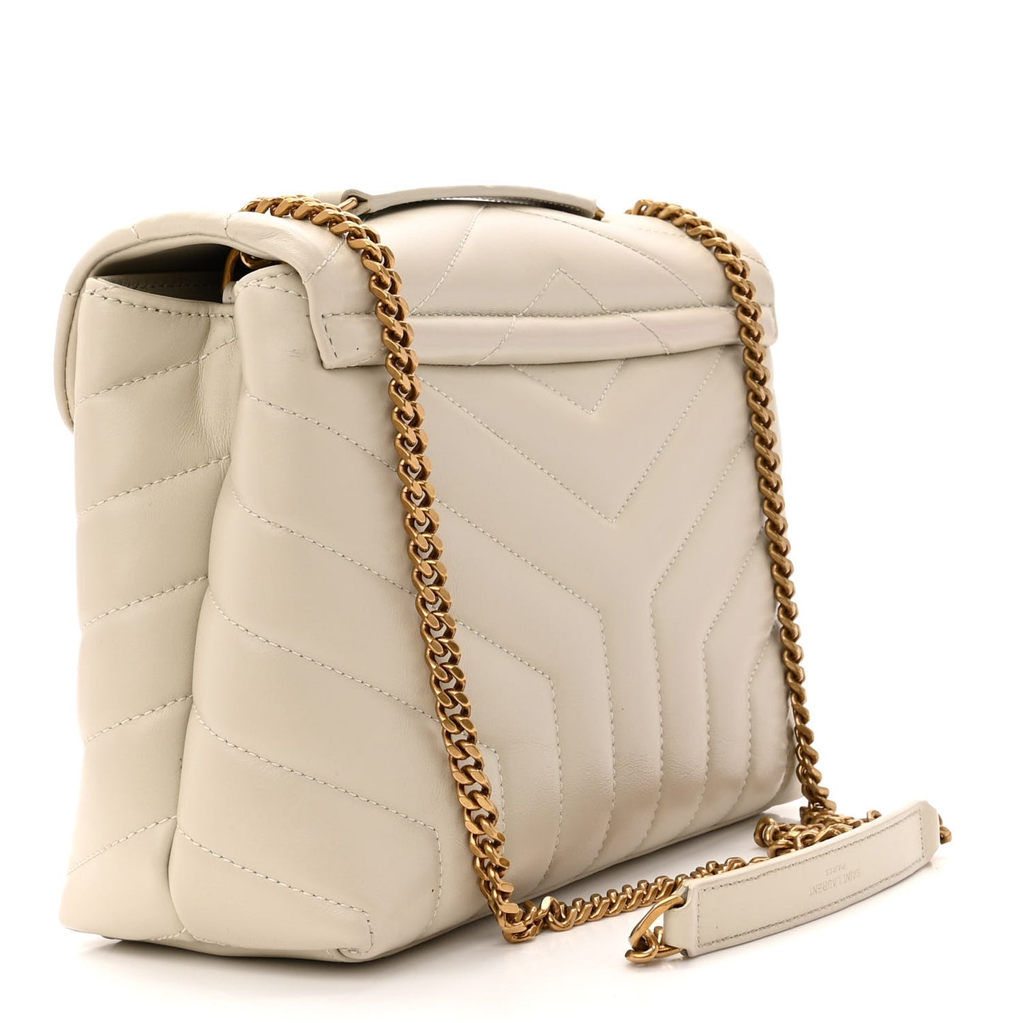 Calfskin Y Quilted Monogram Small Loulou Chain Satchel Crema Soft