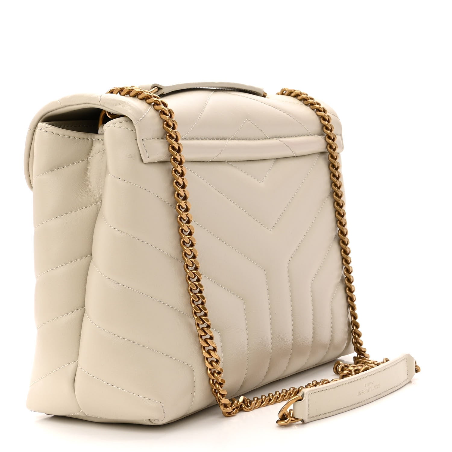 Saint Laurent Calfskin Y Quilted Monogram Small Loulou Chain Satchel Crema Soft 3 of 18