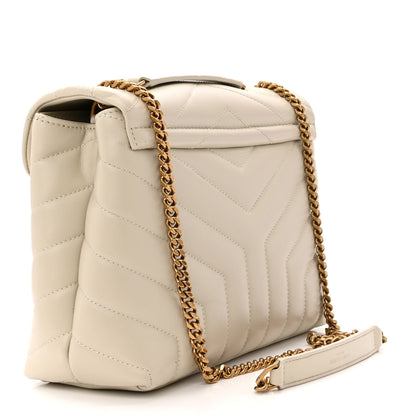 Saint Laurent Calfskin Y Quilted Monogram Small Loulou Chain Satchel Crema Soft 3 of 18