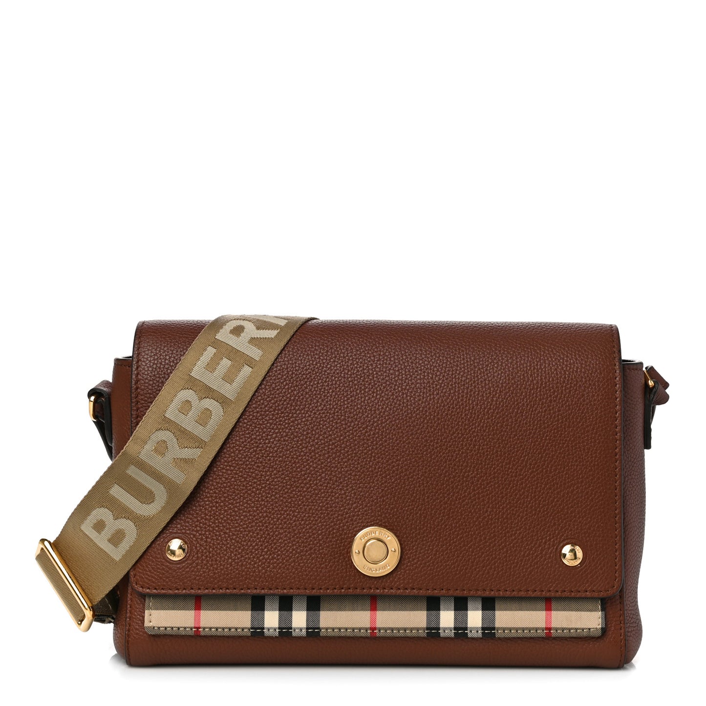 Calfskin Vintage Check Note Crossbody Bag Tan