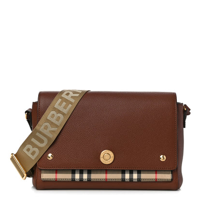 Burberry Calfskin Vintage Check Note Crossbody Bag Tan 1 of 8