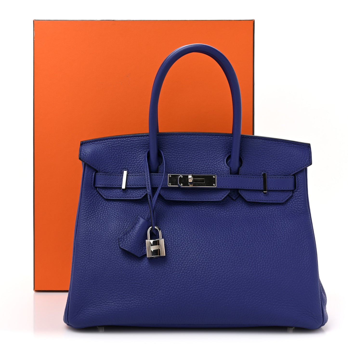 Taurillon Clemence Birkin 30 Bleu Electrique
