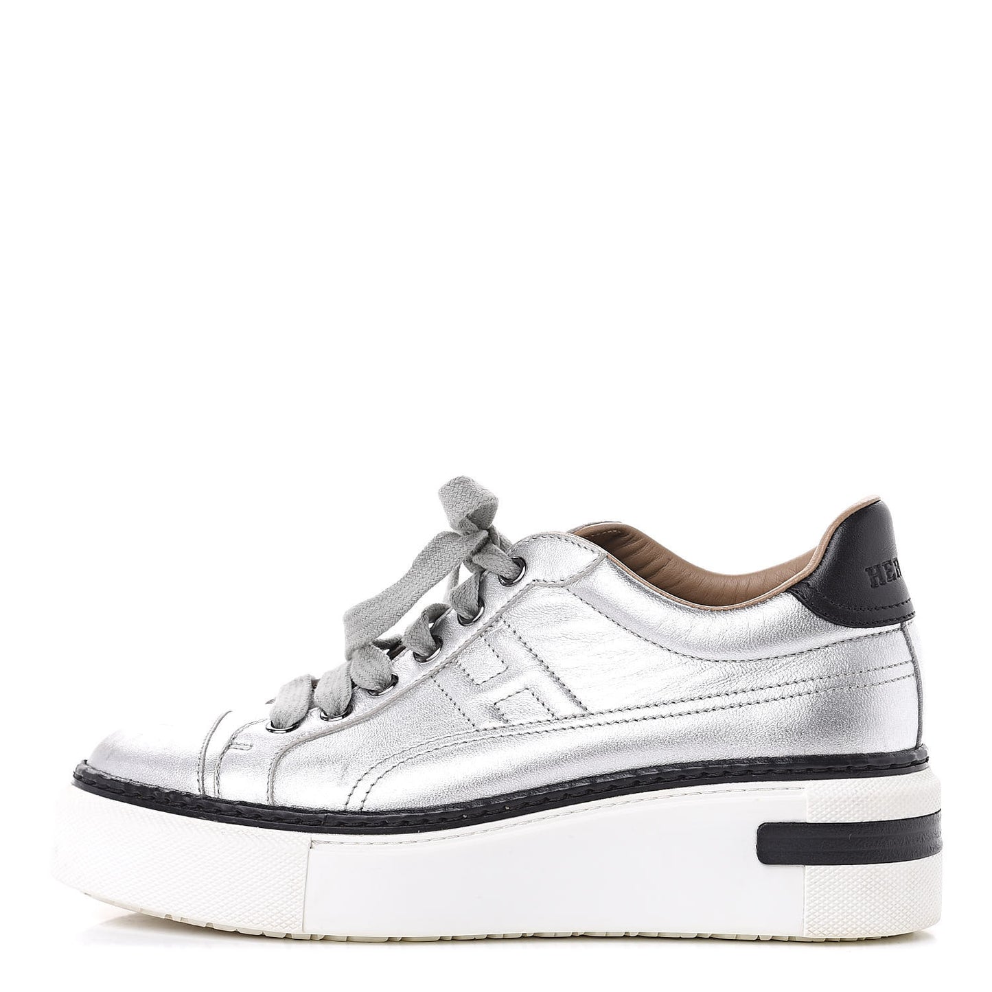Metallic Nappa Polo Sneakers 35.5 Argent Black