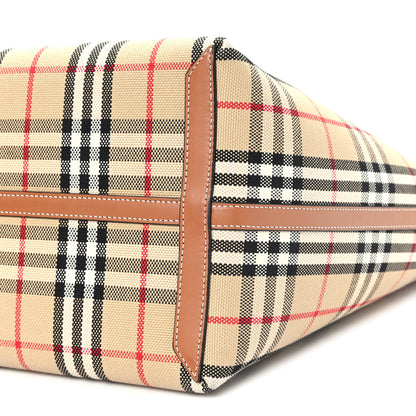 Burberry Cotton Vintage Check Medium London Tote Bag Briar Brown Black 11 of 12