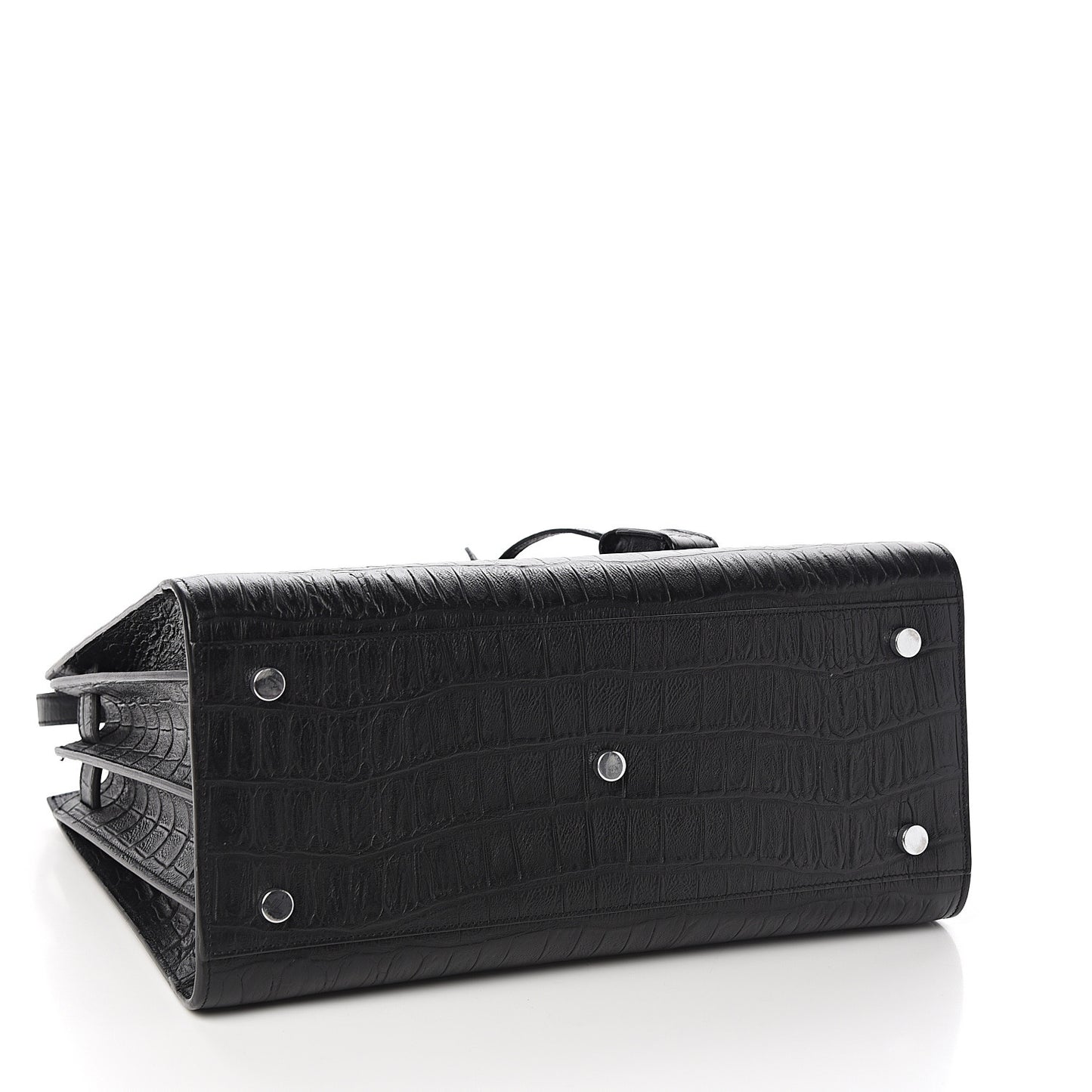 Calfskin Crocodile Embossed Small Sac de Jour Black