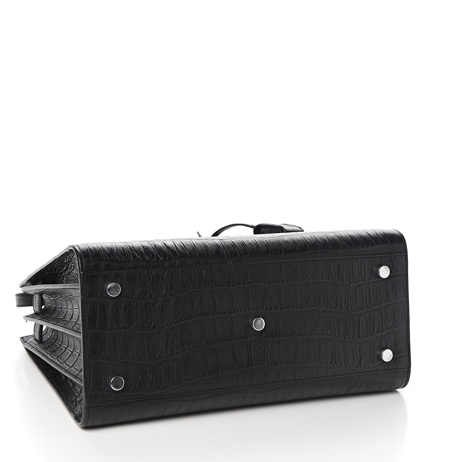 Saint Laurent Calfskin Crocodile Embossed Small Sac de Jour Black 3 of 9
