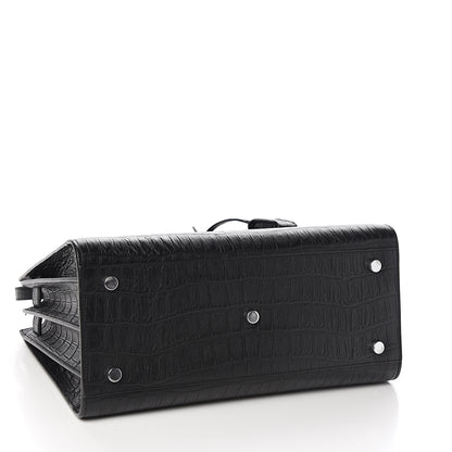 Saint Laurent Calfskin Crocodile Embossed Small Sac de Jour Black 3 of 9