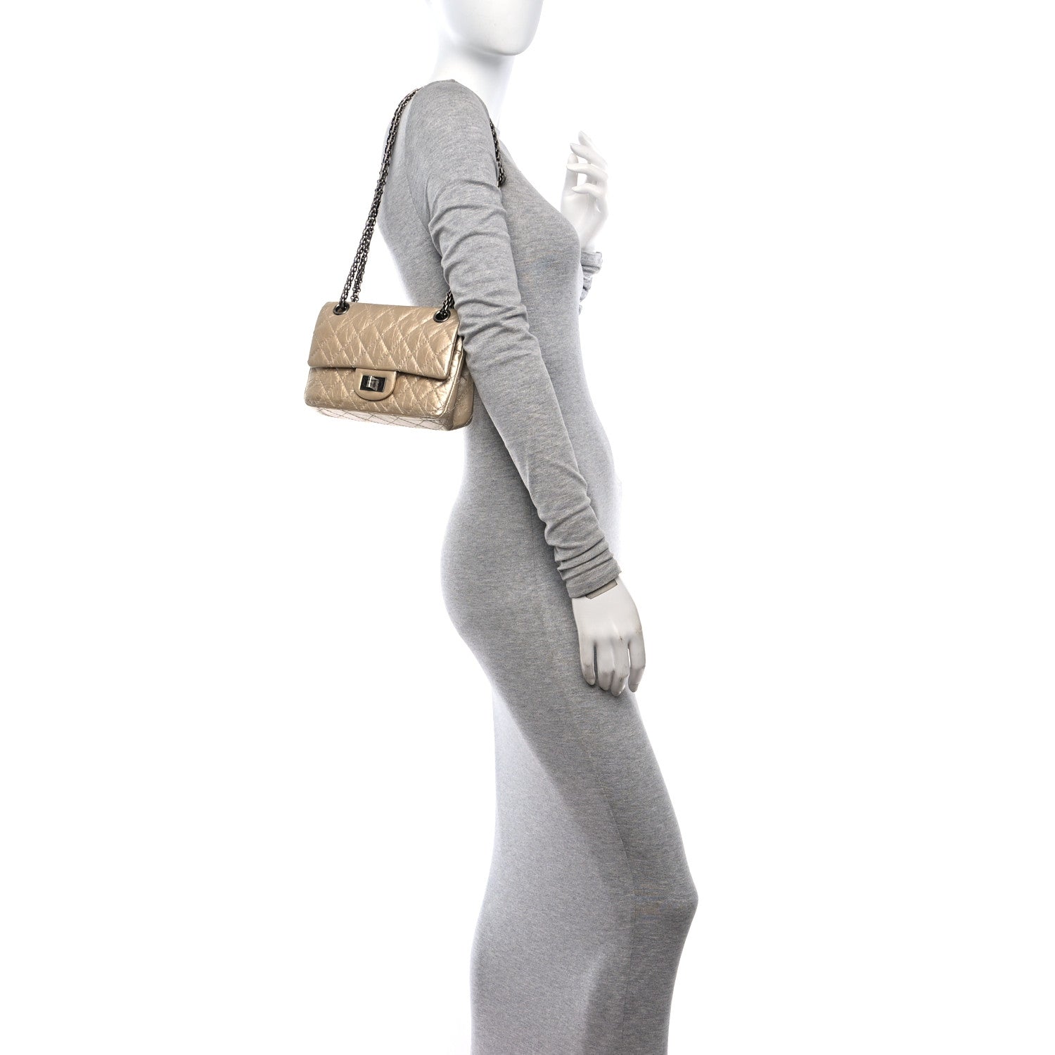 Chanel Metallic Aged Calfskin Quilted 2.55 Reissue 224 Flap Gold 2 of 10