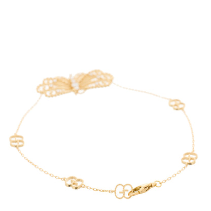 Gucci 18K Yellow Gold Diamond Le Marche Des Merveilles Butterfly Bracelet 17 2 of 4