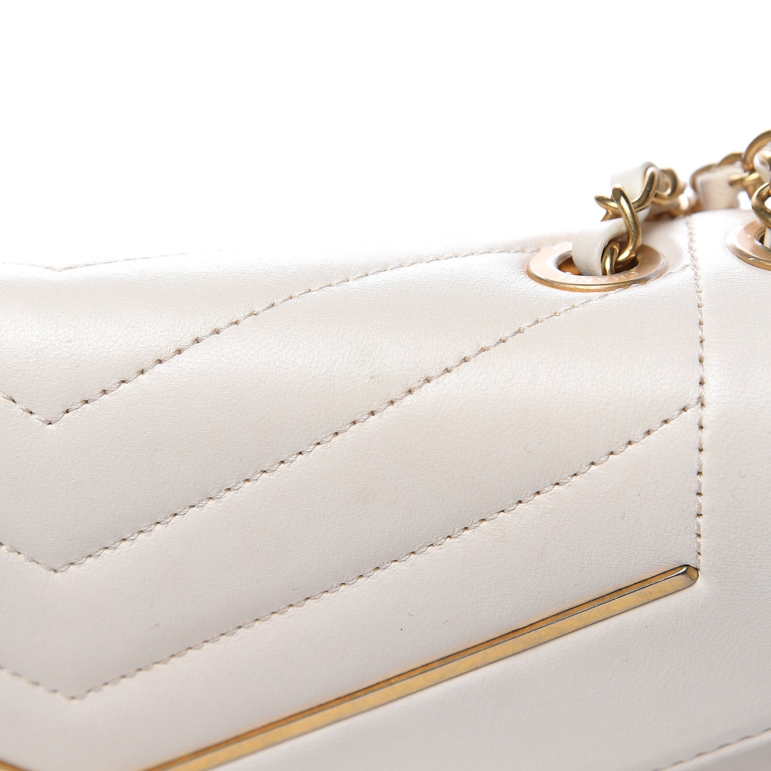 Chanel Lambskin Reversed Chevron Quilted Flap White 13 of 15