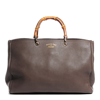 Gucci Calfskin Large Bamboo Shopper Tote Grey Field 1 of 7