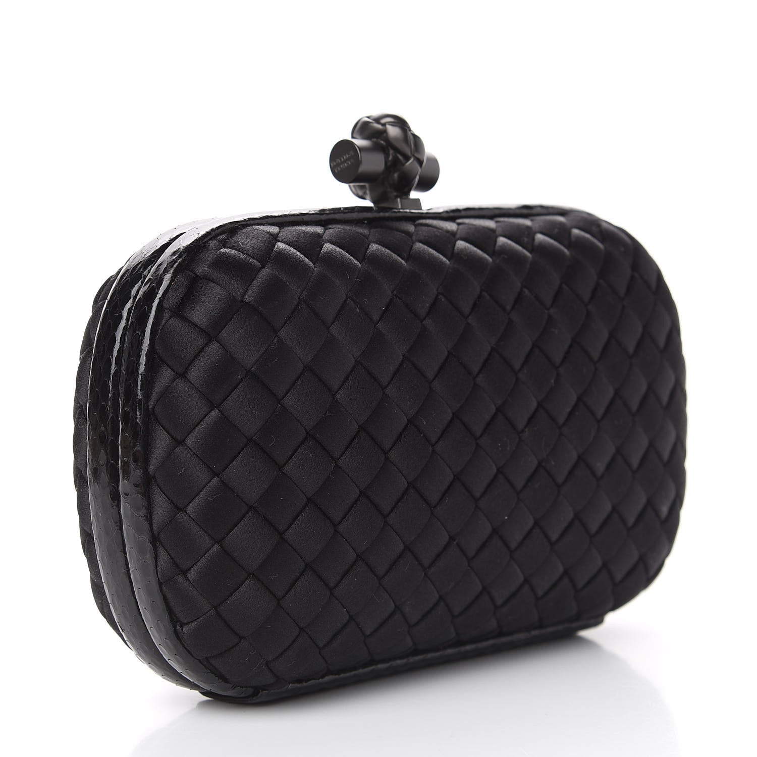 Bottega Veneta Satin Intreccio Impero Ayers Knot Clutch Black 2 of 8