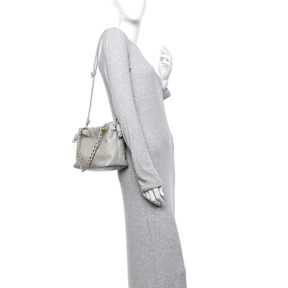 Loewe Mellow Nappa Donut Chain Medium Flamenco Knot Clutch Shell Grey 2 of 10