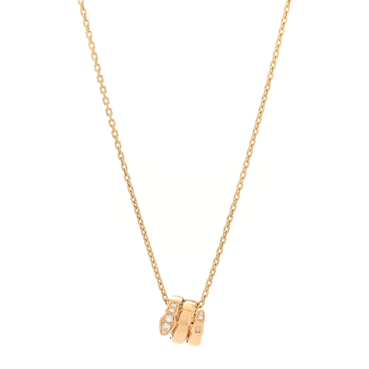 18K Yellow Gold Diamond Serpenti Viper Demi Pave Pendant Necklace