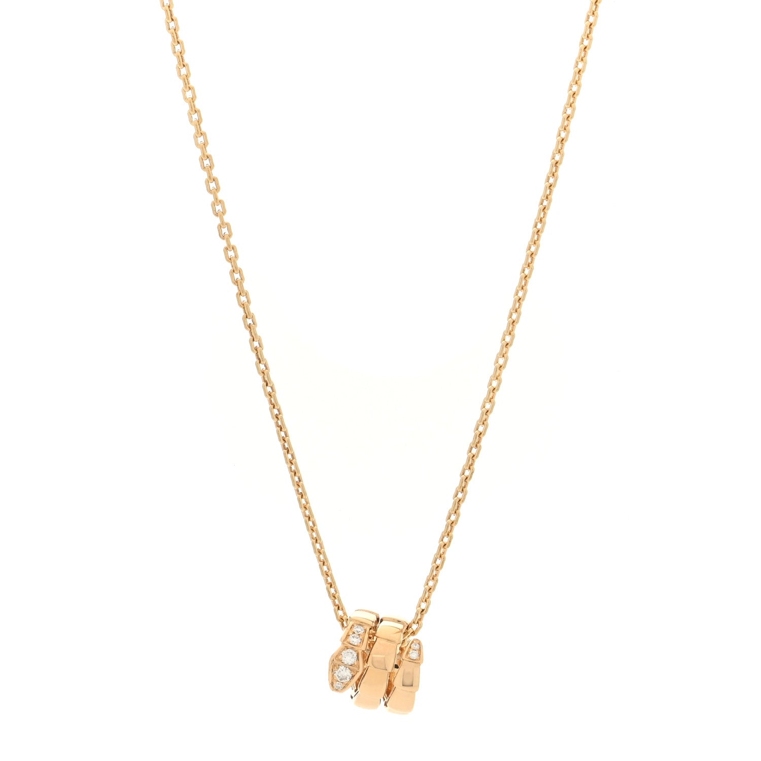Bulgari 18K Yellow Gold Diamond Serpenti Viper Demi Pave Pendant Necklace 1 of 5