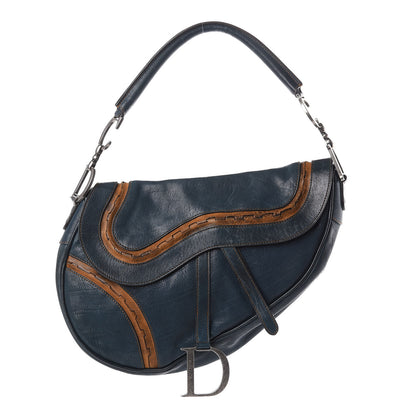 Christian Dior Calfskin Gaucho Saddle Bag Blue 1 of 15