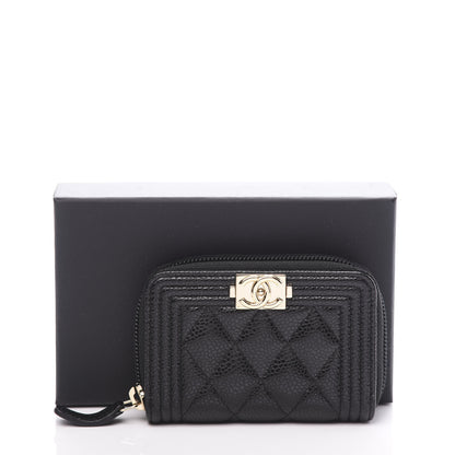 Chanel Caviar Quilted Boy Zip Around Coin Purse Wallet Black 9 of 9