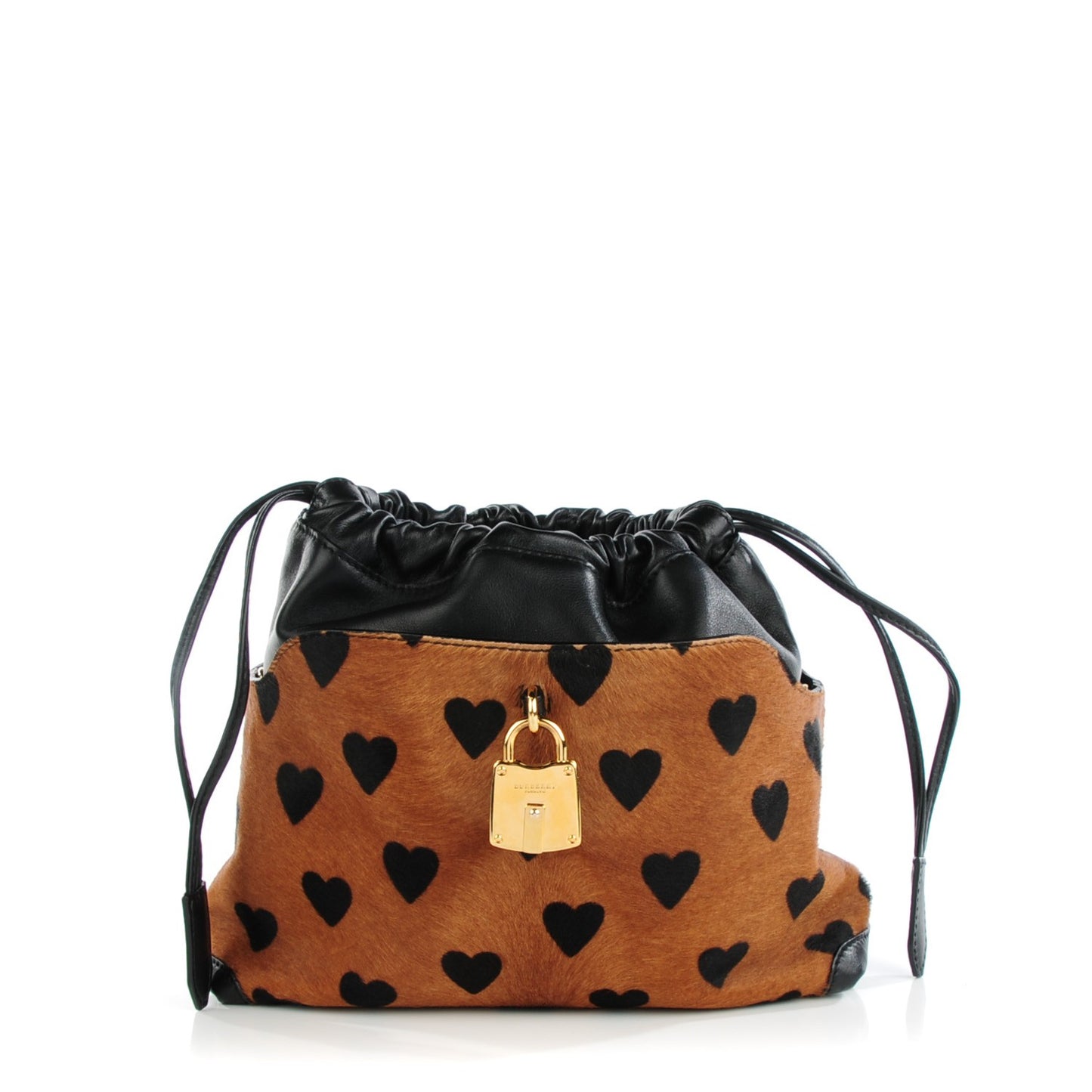 Calf Hair Heart Print Little Crush Dark Camel Black