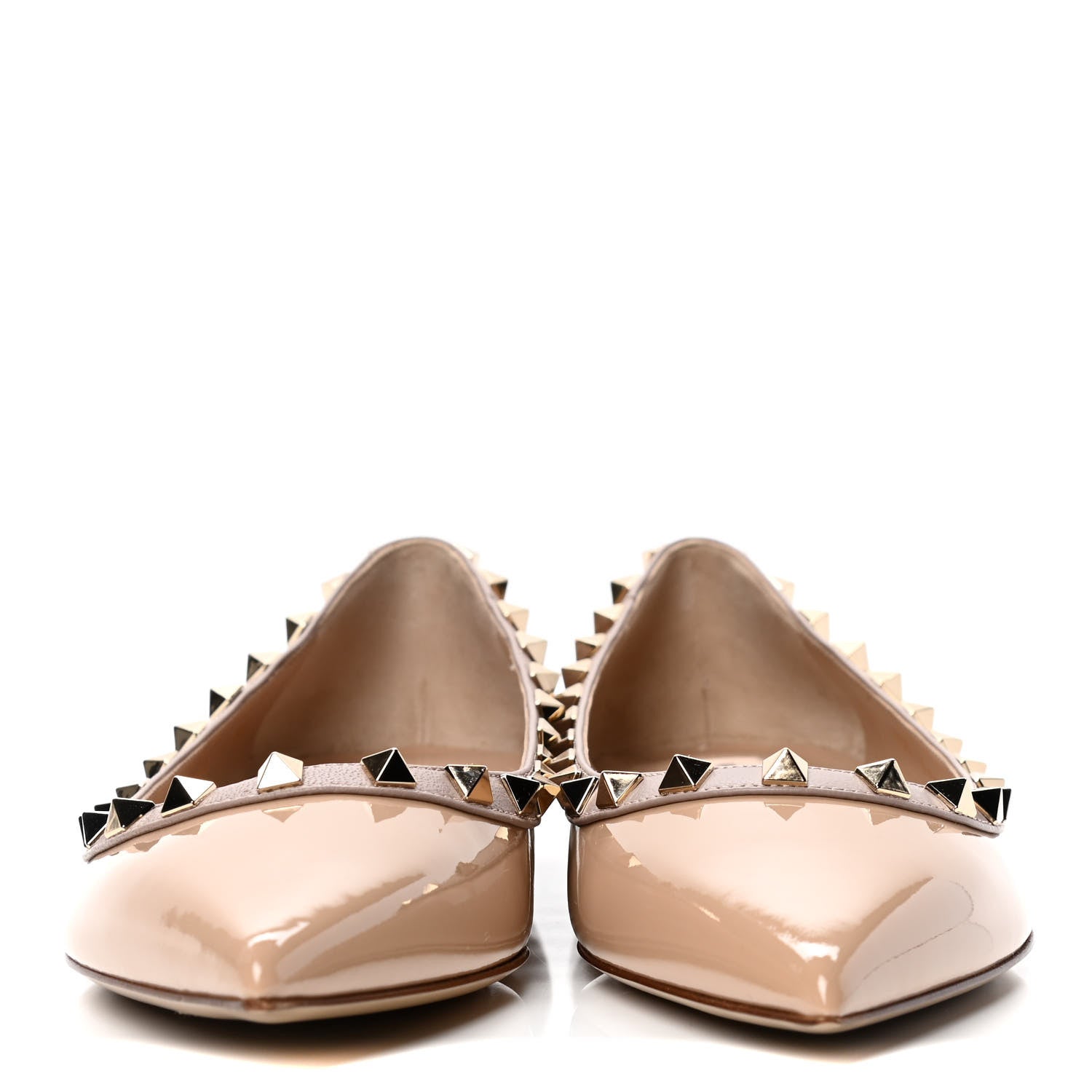 Valentino Garavani Patent Rockstud Ballerina Flats 38 Camel Rose Poudre 2 of 8