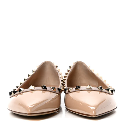 Valentino Garavani Patent Rockstud Ballerina Flats 38 Camel Rose Poudre 2 of 8