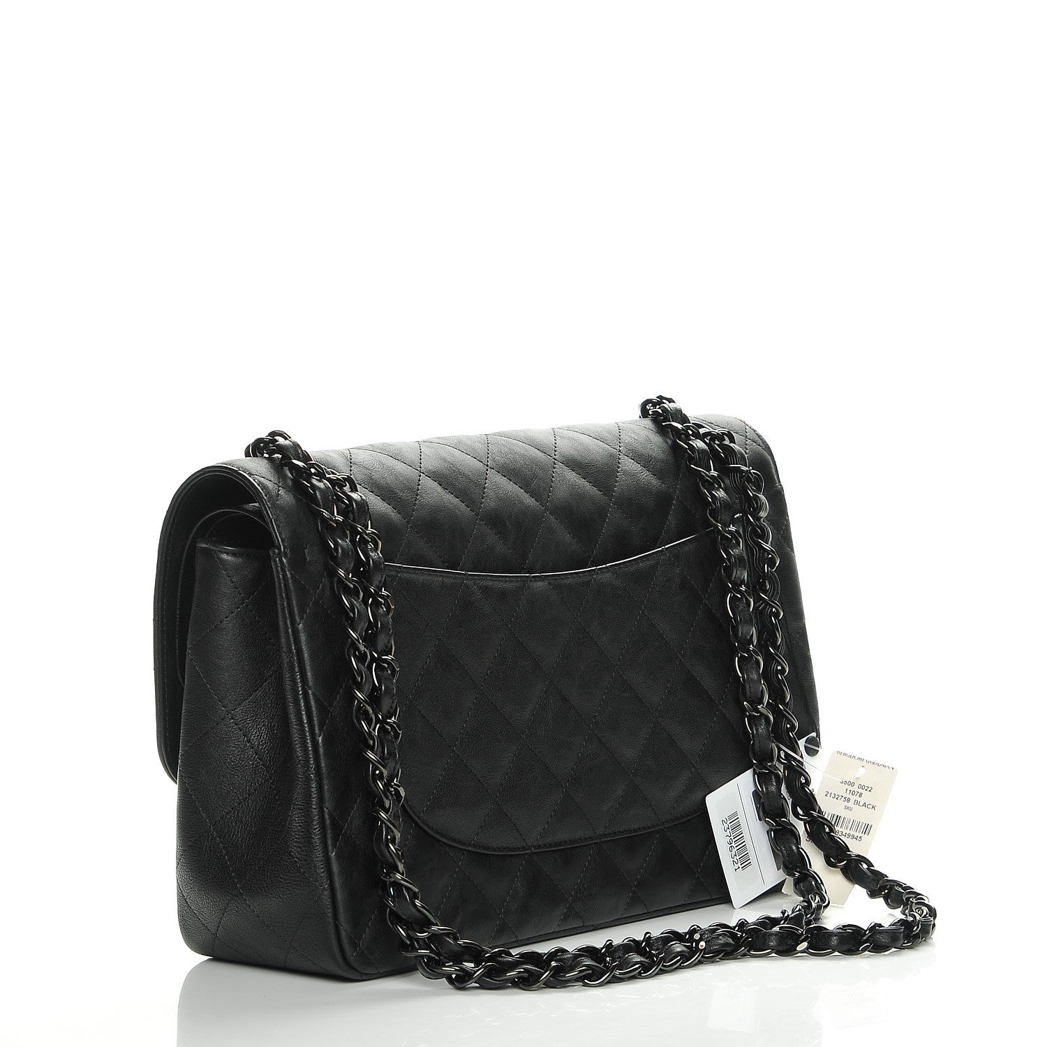 Chanel Crumpled Calfskin Quilted Jumbo Double Flap So Black 3 of 8