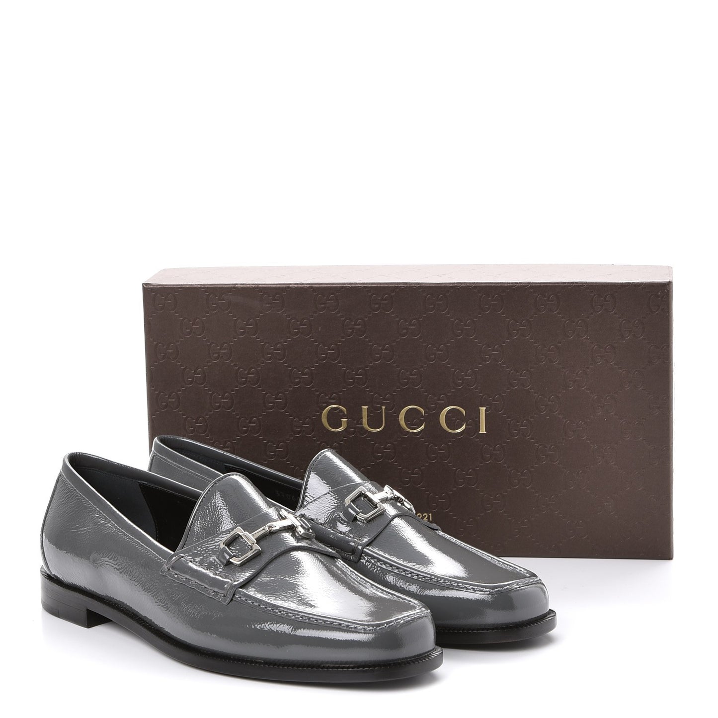 Naplack Patent Horsebit Banks Loafers 40 Melange Platinum