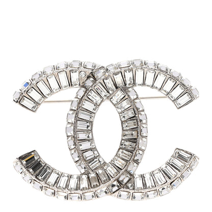 Chanel Baguette Crystal CC Brooch Silver 1 of 5