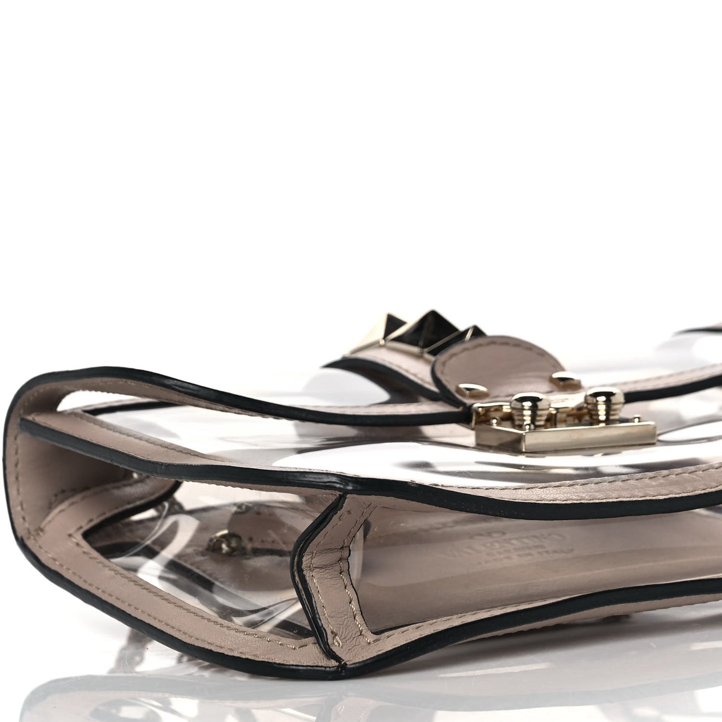 PVC Nappa Naked Small Glam Lock Rockstud Flap Poudre