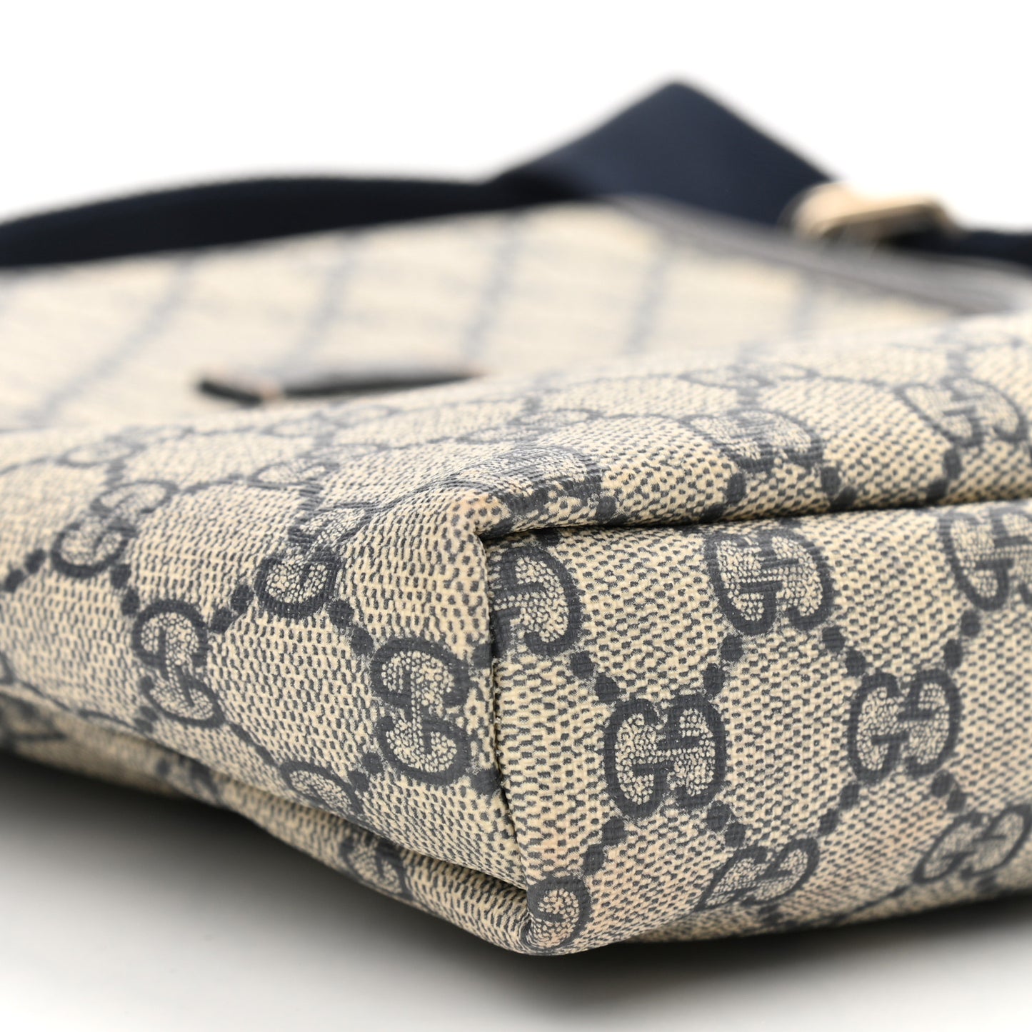 GG Plus Monogram Sellieria Calfskin Small Flap Messenger Bag Beige Blue