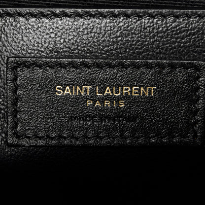 Saint Laurent Lambskin Mixed Matelasse Triquilt Medium Monogram Satchel Black 7 of 11