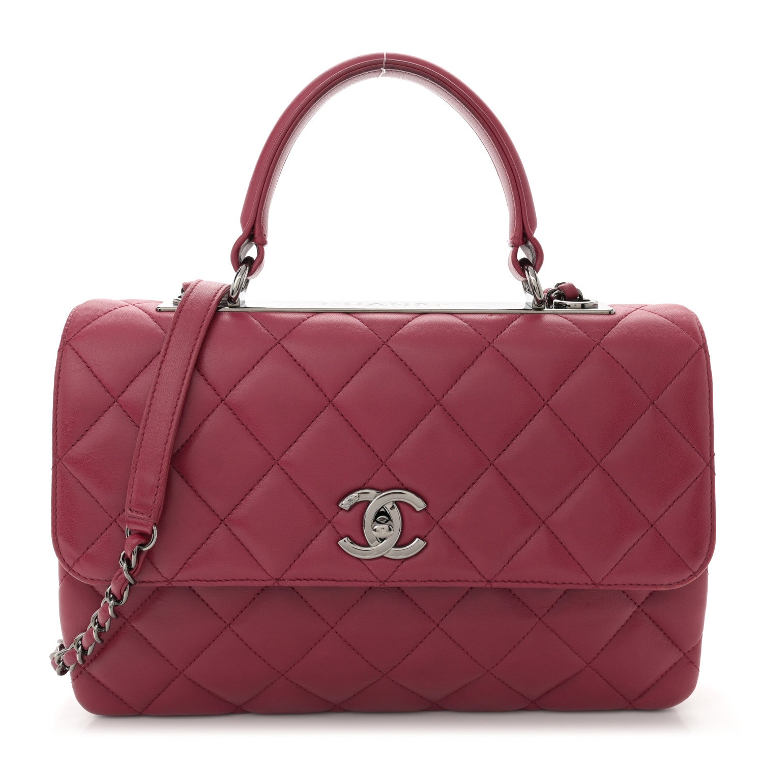 Chanel Lambskin Quilted Medium Trendy CC Flap Dual Handle Bag Dark Pink 1 of 16